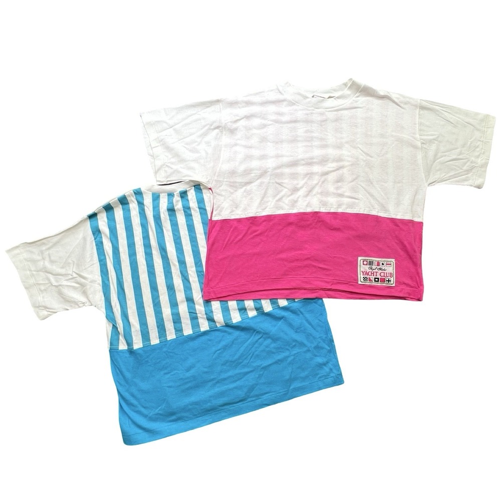 Vintage 90s Royal Harbor Yacht Club T Shirt Lot Womens S Single Stitch Boxy